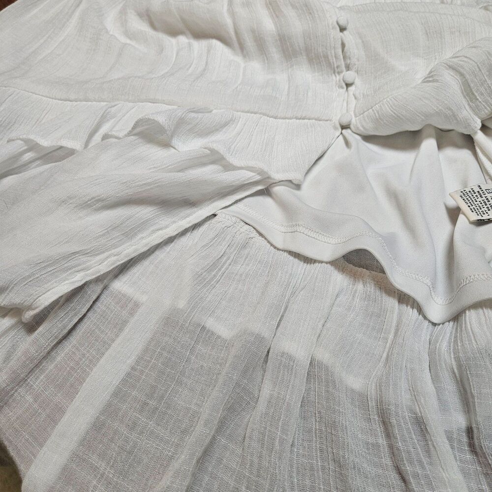 FAB'RIK Maxi Dress White Women Sz L Ruffles Tiers V-Neck Bohemian Cottagecore - Picture 11 of 11